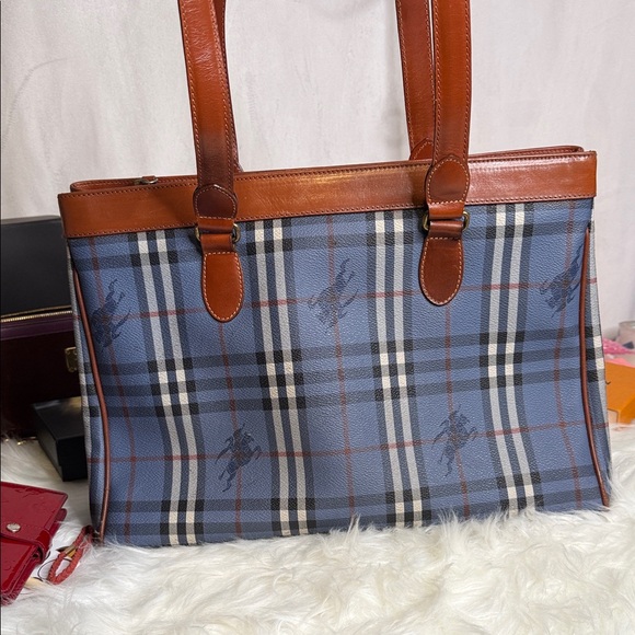 Burberry Blue and Brown Shoulder Bag - Picture 1 of 2